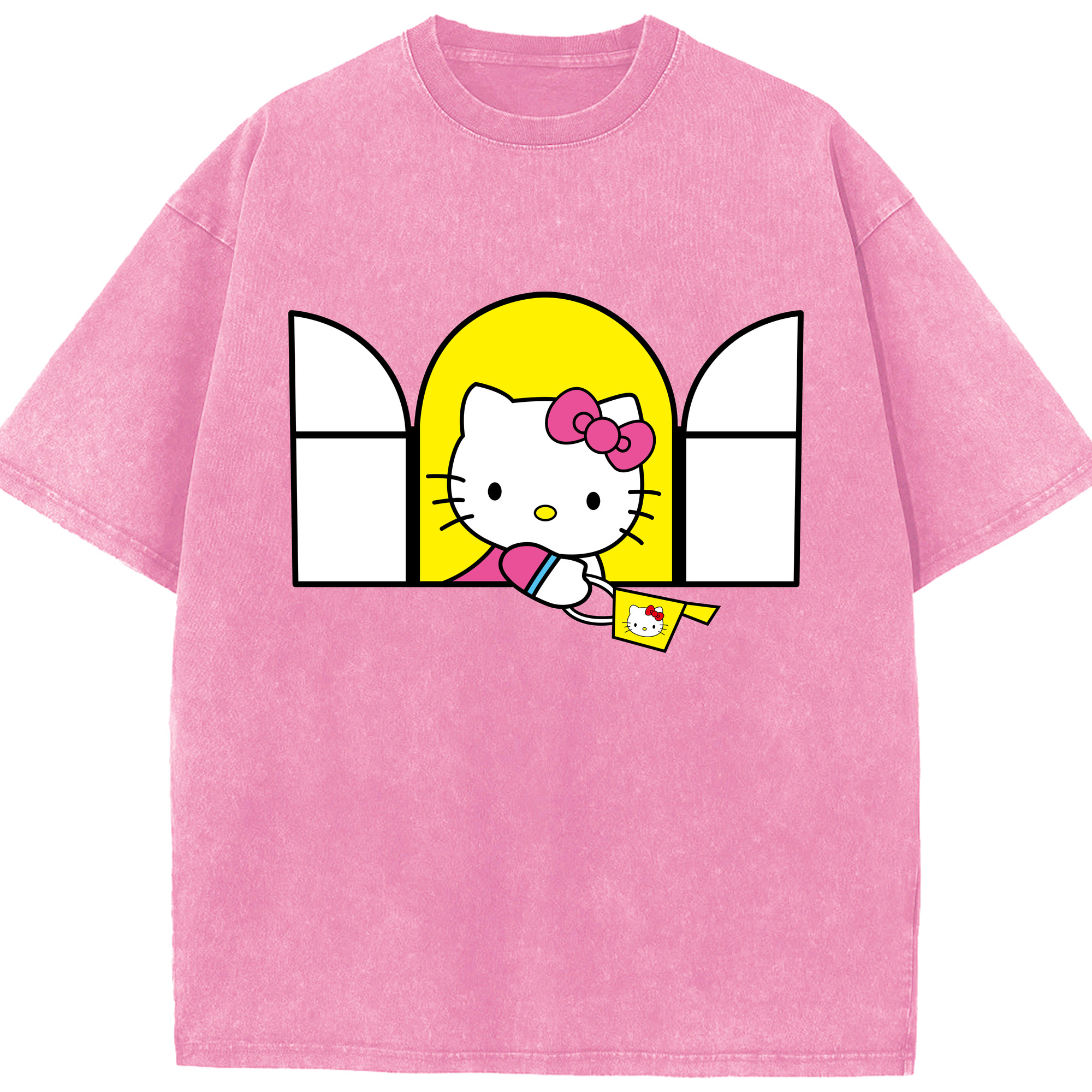 （画像用） Hello Kitty ハローキティ 綿100% ヴィンテージ風 半袖Tシャツ（フロントプリント）